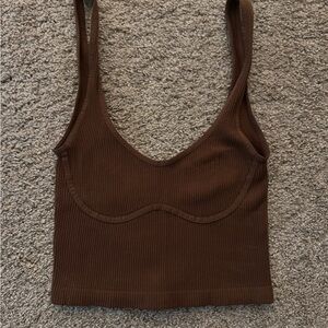Free People Chocolate Ribbed Top